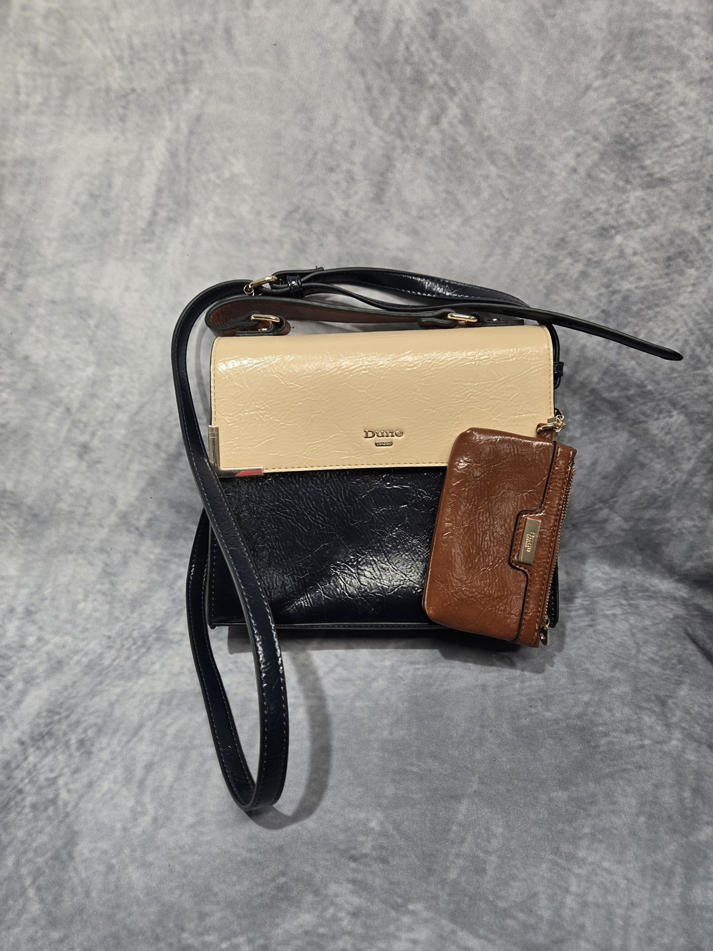 Dune London Colorblock Crossbody Bag with Brown Wallet